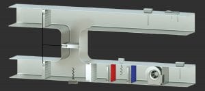 Above is an example of Taco’s custom symbol library graphics created by QA Graphics. This graphic represents a typical AHU with heating/cooling coils and economizing capabilities.