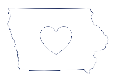 State of Iowa with Heart in the center