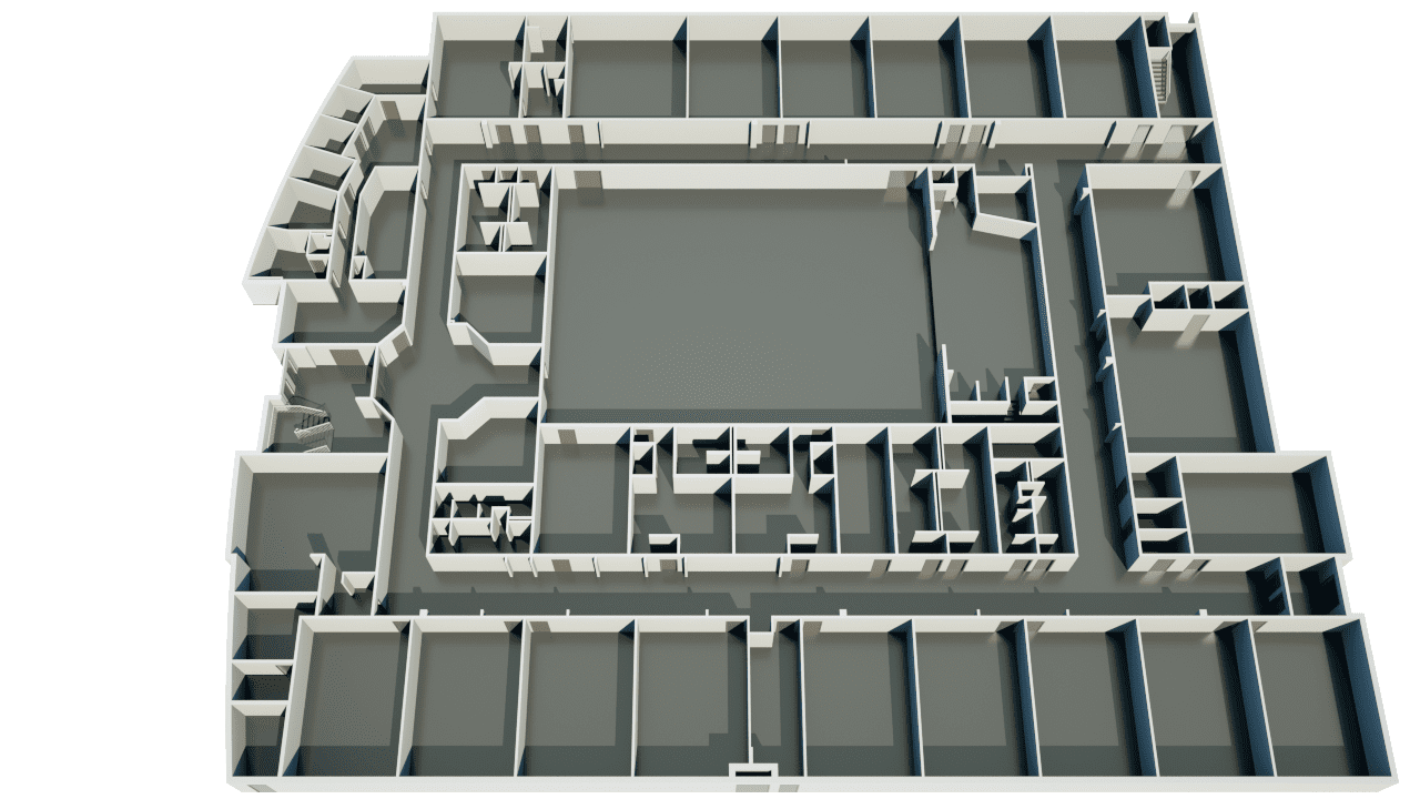 Monochromatic 3D floor plan