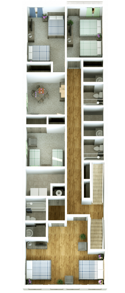 3D floor plan fully furnished