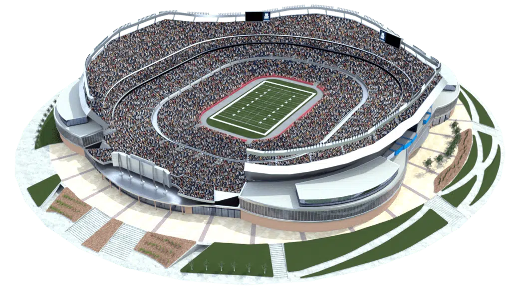 Stadium with Fans. 3D sports stadium, 3D rendering