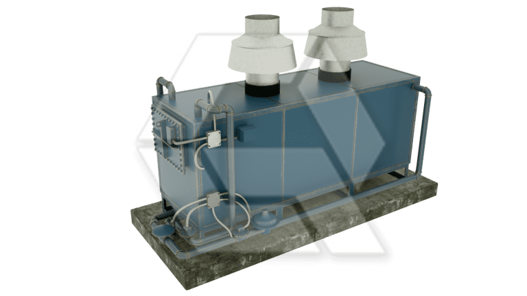 Blue Rectangular Boiler Closed