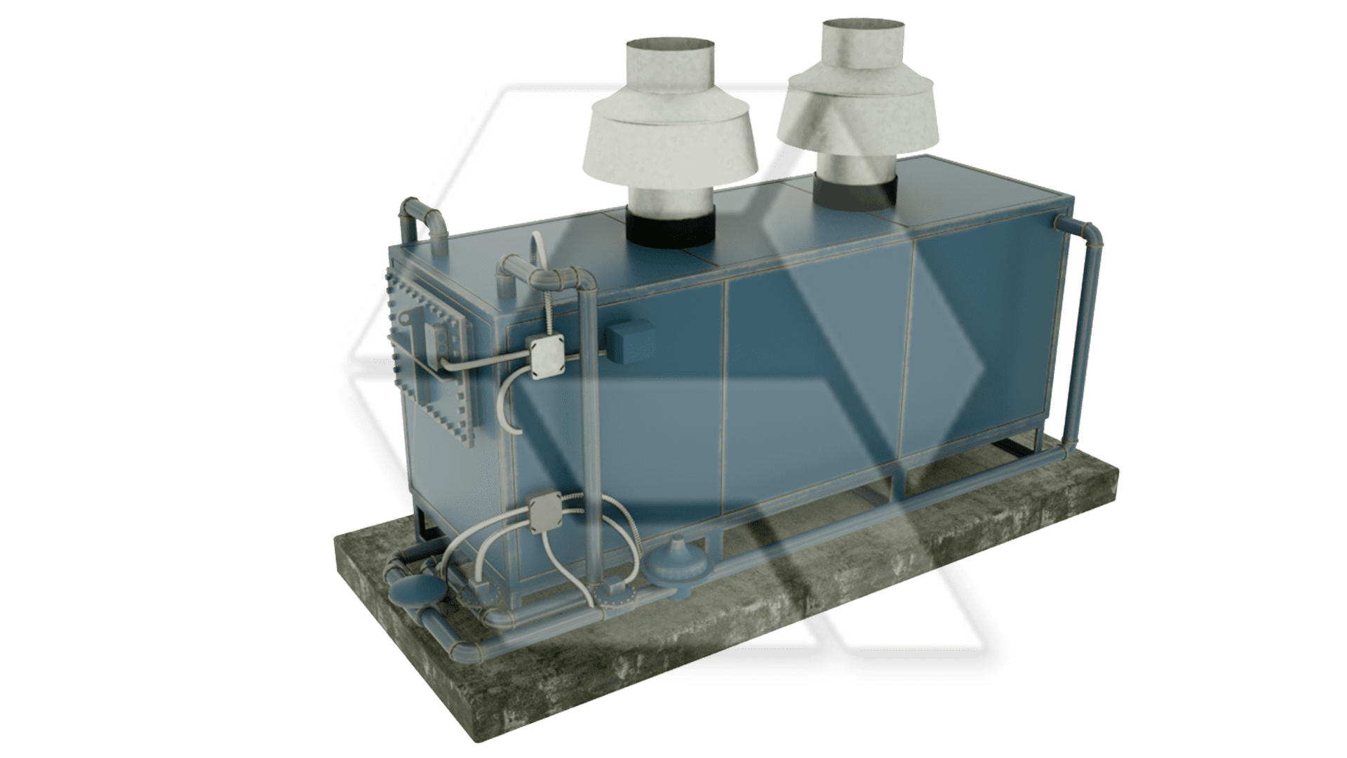 Blue Rectangular Boiler Closed