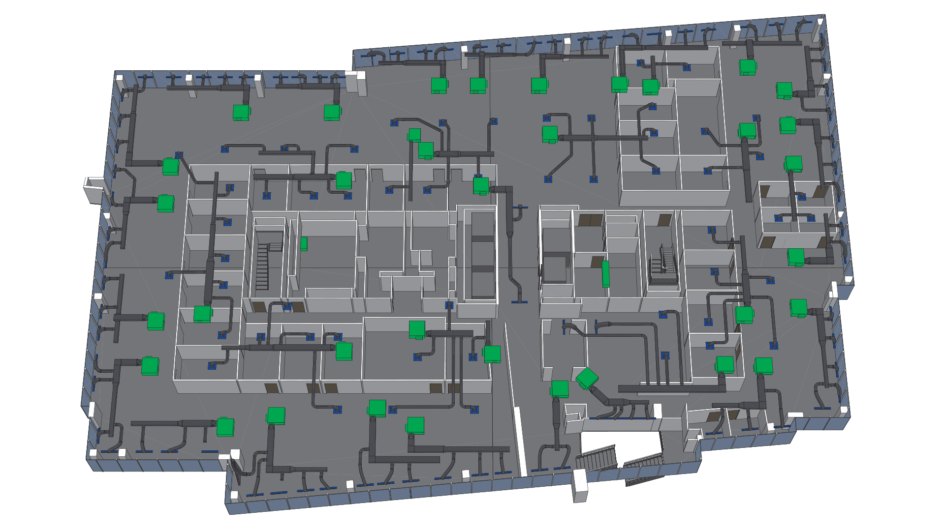 Vector Example Floor Plans with Duct Work
