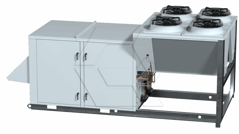 A white machine with fans.