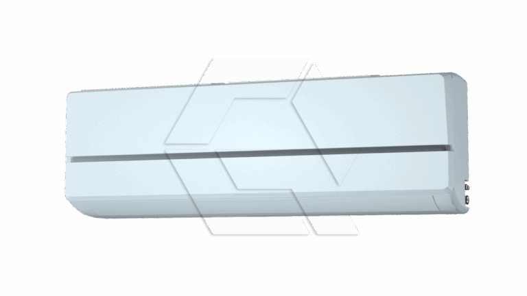 A wall-mounted split air conditioner unit with a minimalist white design, shown against a plain light background.