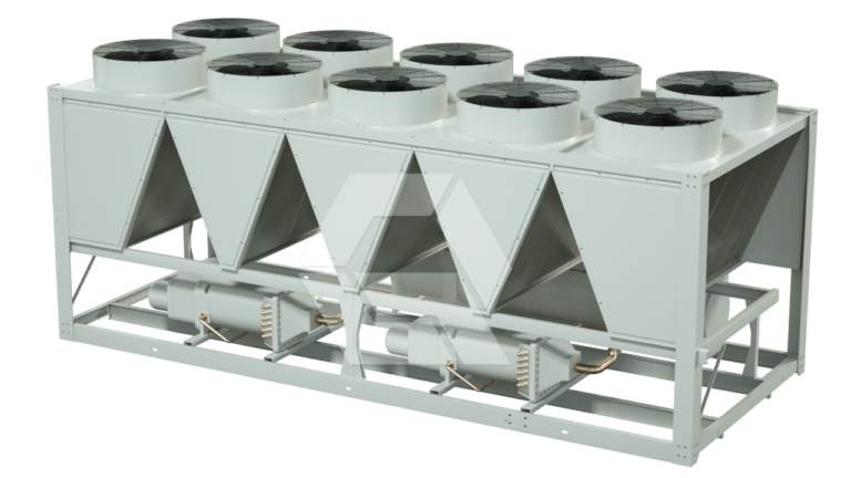 A large white machine with fans.