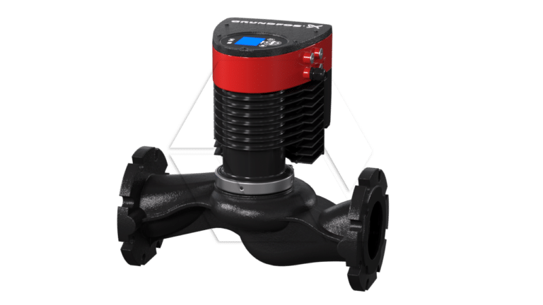 A black industrial valve with a red and black electronic control unit on top, displaying a small blue screen and several buttons, designed for use in fluid systems.